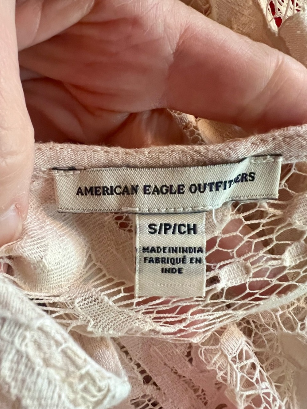 🦅🌺American Eagle Outfitters Cream Lace-Yoke Bell Sleeve Tunic🌺🦅 - Picture 10 of 12